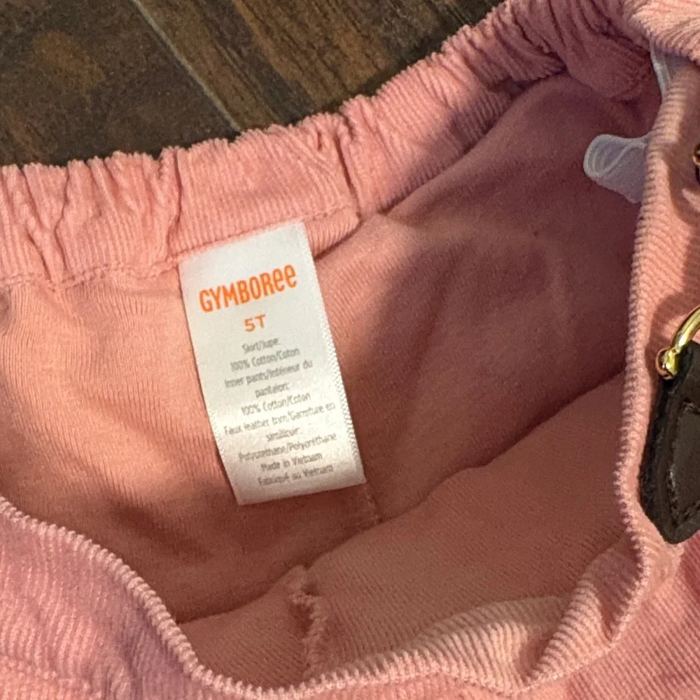 Gymboree Girls Pink Corduroy Pleated Mini Skirt with shorts size 5T